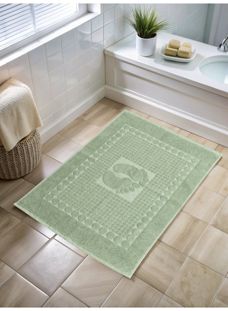 Foot print BathMat by Teko Tex, Size 50×70 cm, pistacio green Color, Made of 100% Cotton
